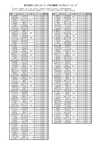 Cリーグ日程2018