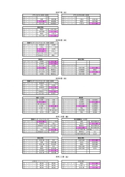 新潟遠征　日程表